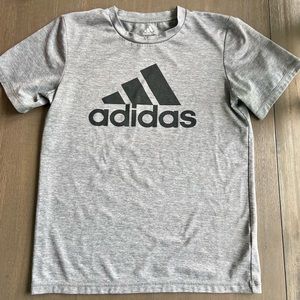 Adidas dri fit youth boys -gray with black logo - size 10/12